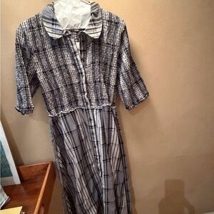 Maeve Black and White Plaid Maxi Dress